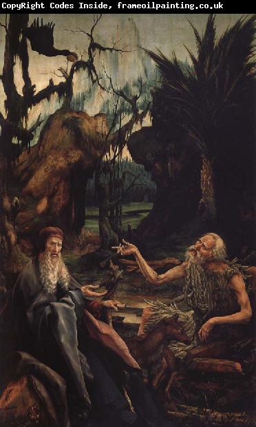 Matthias Grunewald den helige antonius besoker paulus eremiten
